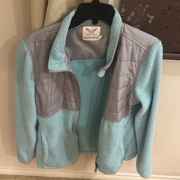 Faded Glory Blue and Gray Teddy Jacket Full-Zip - Picture 1 of 2